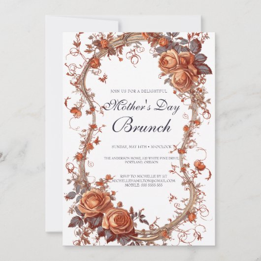 Rozen en brunches Moederdag Brunch Kaart (Voorkant)
