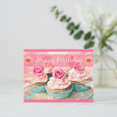 Rozen en cupcakes briefkaart (Staand voorkant)