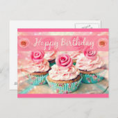 Rozen en cupcakes briefkaart (Voorkant / Achterkant)