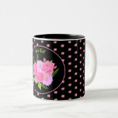 Rozen en Dahlias Black Two-Tone Coffee Mok (Voorkant rechts)