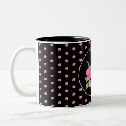Rozen en Dahlias Black Two-Tone Coffee Mok (Links)