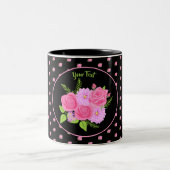 Rozen en Dahlias Black Two-Tone Coffee Mok (Center)