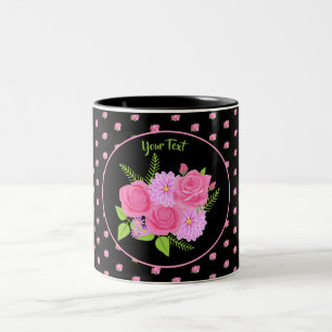 Rozen en Dahlias Black Two-Tone Coffee Mok