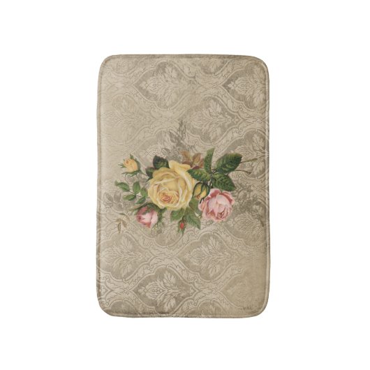 Rozen en gouden damast Badmat (Voorkant Verticaal)