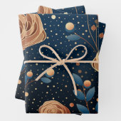 rozen en gouden polka dotes inpakpapier vel (In situ)