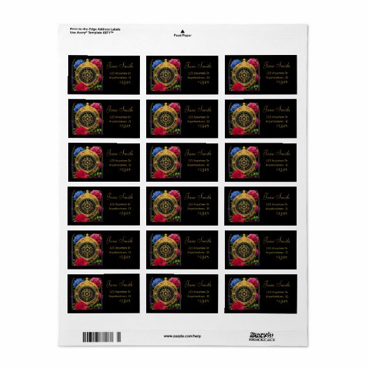 Rozen en goudmakreel etiket (Full Sheet)