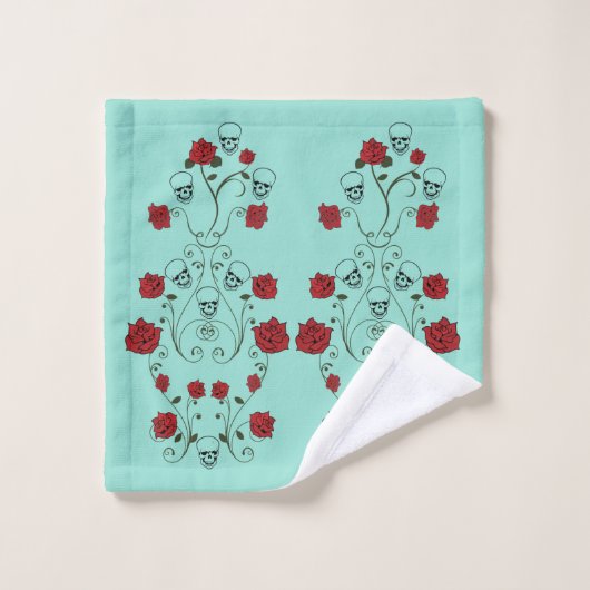 Rozen en handdoekjes Blauwgroen Bad Handdoek (Wasdoekje)