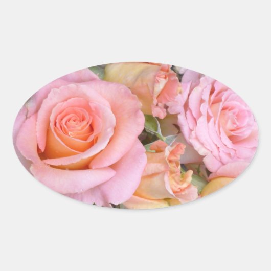 Rozen en hart ~ Ovale stickers (Voorkant)