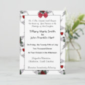 Rozen en harten bruiloft uitnodiging (Staand voorkant)