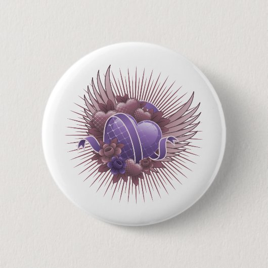 Rozen en harten ronde button 5,7 cm (Voorkant)