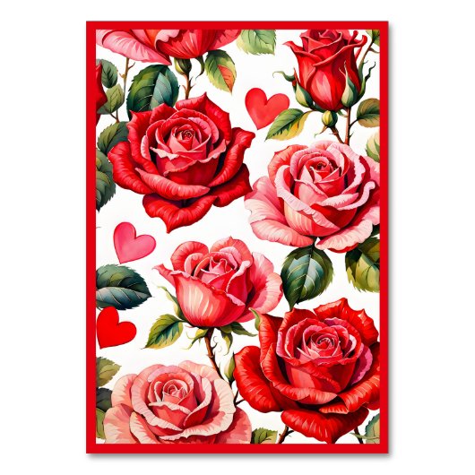 Rozen en harten tafel Kaart (Voorkant)