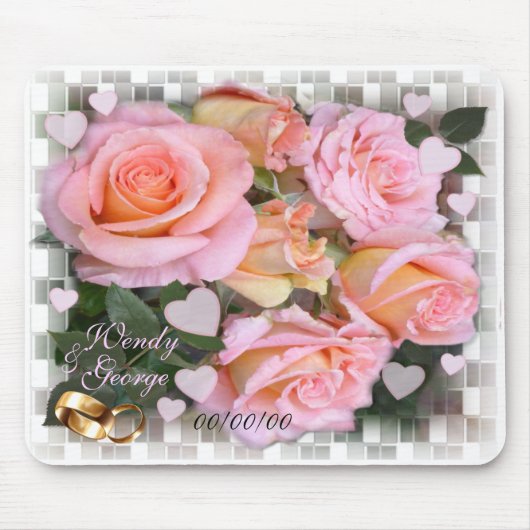Rozen en harten ~Wedding Mousepad Muismat (Voorkant)
