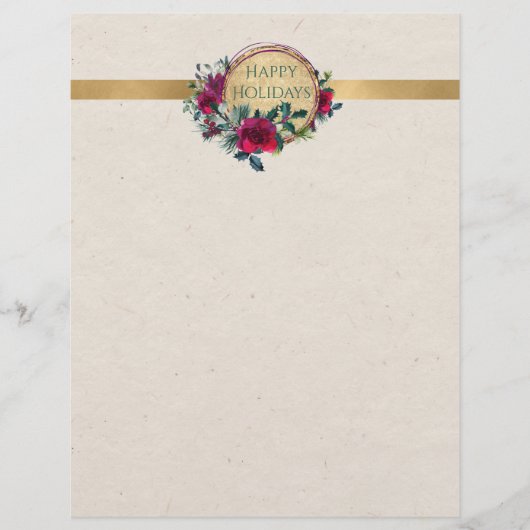 Rozen en Holly Fancy Persoonlijke Letterhead Briefhoofd (Voorkant)