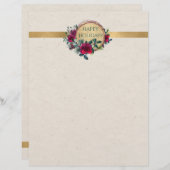 Rozen en Holly Fancy Persoonlijke Letterhead Briefhoofd (Voorkant / Achterkant)