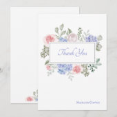 Rozen en Hortensia's Bedankkaart (Voorkant / Achterkant)