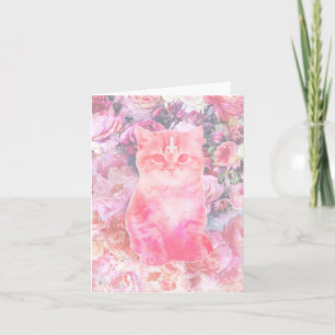 Rozen en Inverted Cross Kitten Kaart