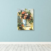 Rozen en Jasmine in een Delft Vase Renoir Fine Art Canvas Afdruk (Insitu (Houten vloer))