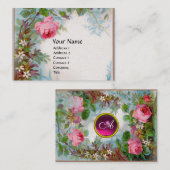 ROZEN en JASMINEN MONOGRAM GEM roze parels Visitekaartje (Voorkant / Achterkant)