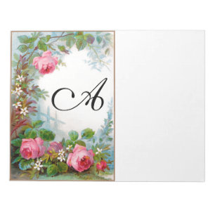 ROZEN EN JASMINES FLORALE SCHOONHEID MONOGRAM NOTITIEBLOK