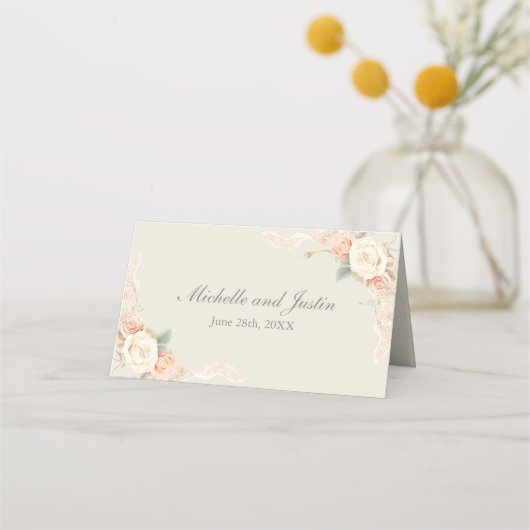 Rozen en kant bloemenbruiloft (Achterkant)