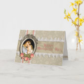 Rozen en Kant Moederdag Kaart (Gele Bloem)