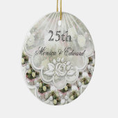 Rozen en laces 25th Wedding Jubileum ornament (Rechts)