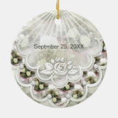 Rozen en lacunes Verloving Aankondiging siermiddel Keramisch Ornament (Achterkant)