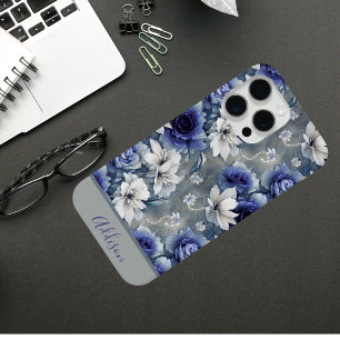 Rozen en lelies Blauw en wit iPhone 15 Pro Max Hoesje
