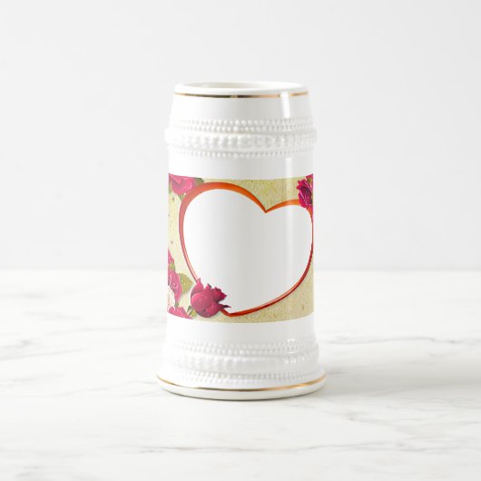 Rozen en Lijst hart Voeg je foto toe Bierpul (Center)