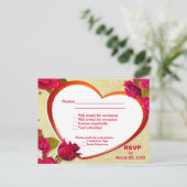 Rozen en Lijst van hart RSVP en menu-Briefkaart Uitnodiging Briefkaart (Staand voorkant)