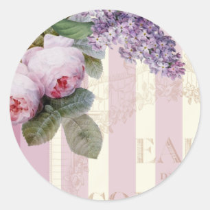 Rozen en Lila Ronde Sticker