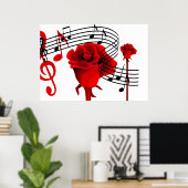Rozen en Love Music Poster (Thuiskantoor)