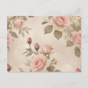 Rozen en madeliefjes op beige achtergrond Briefkaart