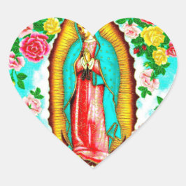 ROZEN EN MADONNA VAN GUADALUPE.ART DESIGN HART STICKER