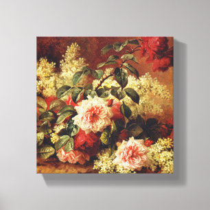 Rozen en Mahogany, van de Longpre Wrapped Canvas Afdruk