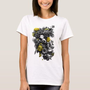 Rozen en molen - zwart en geel t-shirt