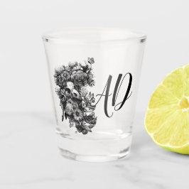 Rozen en molen - zwart monogram shot glas