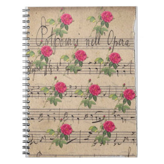 Rozen en muziekbladen Notitieboek