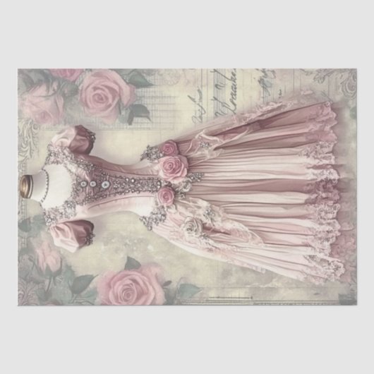 Rozen en naaien Ephemera Pattern Tissuepapier (Voorkant)