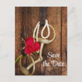 Rozen en paardenbit Land Weddenschap Save the Date Aankondigingskaart (Voorkant)