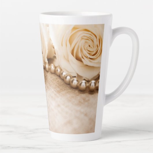 Rozen en parels latte mok (Rechts)