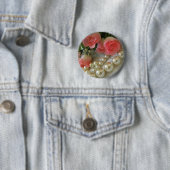 Rozen en parels ronde button 5,7 cm (In situ)