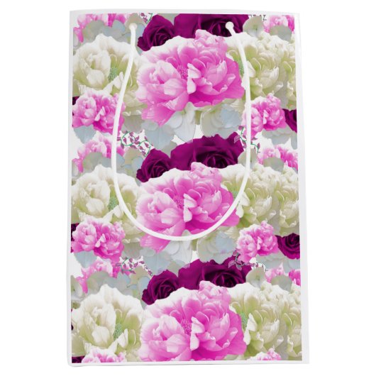 Rozen en pinda's, gemengde Bouquet Gift Bag Medium Cadeauzakje (Voorkant)