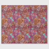 Rozen en pinda's met handgetekende bloem op munt cadeaupapier (Vlak)