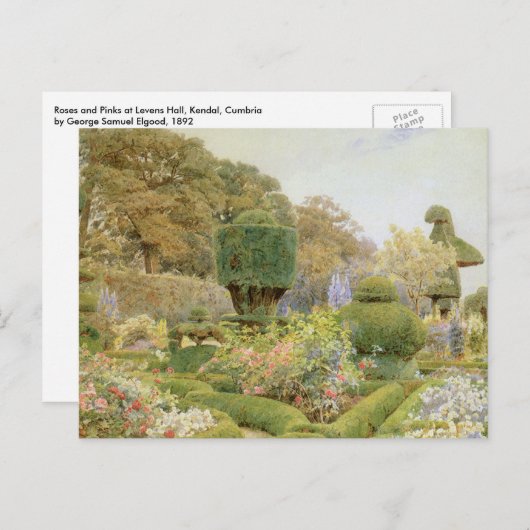 Rozen en Pinks van Elgood,  Engelse tuin Briefkaart (Voorkant / Achterkant)
