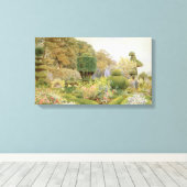 Rozen en Pinks van Elgood,  Engelse tuin Canvas Afdruk (Insitu (Houten vloer))