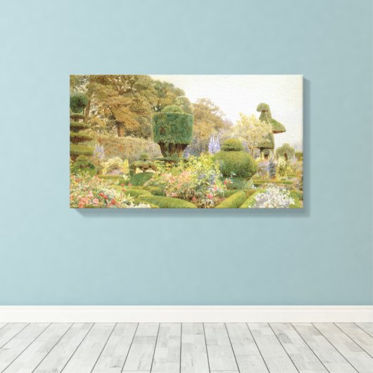 Rozen en Pinks van Elgood,  Engelse tuin Canvas Afdruk (Insitu (Houten vloer))