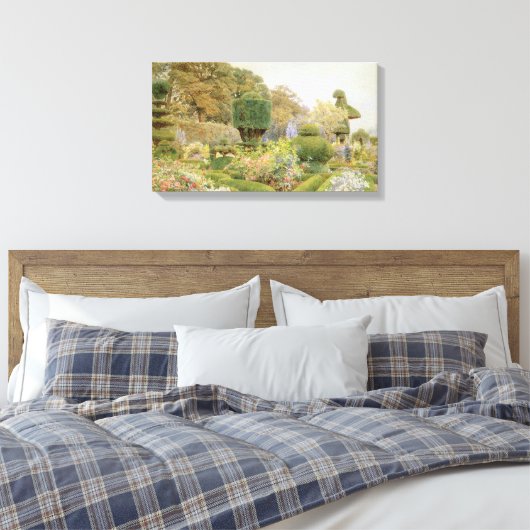 Rozen en Pinks van Elgood,  Engelse tuin Canvas Afdruk (Insitu (Slaapkamer))