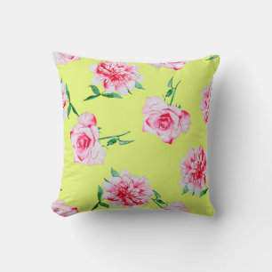 Rozen en pony waterverf illustratie patterna kussen