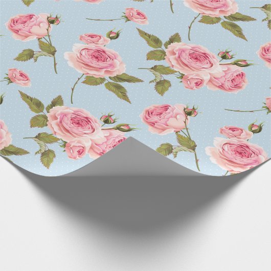 Rozen- en poolpuntenpatroon cadeaupapier (Hoek)